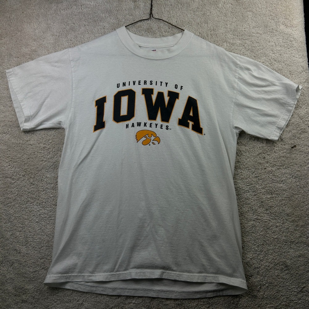 Soffe Iowa Graphic T-Shirt M White Hawkeyes Logo Gorpcore NCAA Retro Collegiate